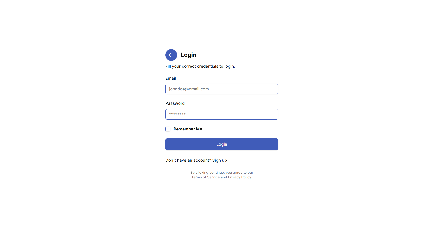 Login screenshot
